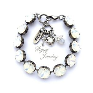 Swarovski Crystal White Opal Bracelet, Cushion Cut